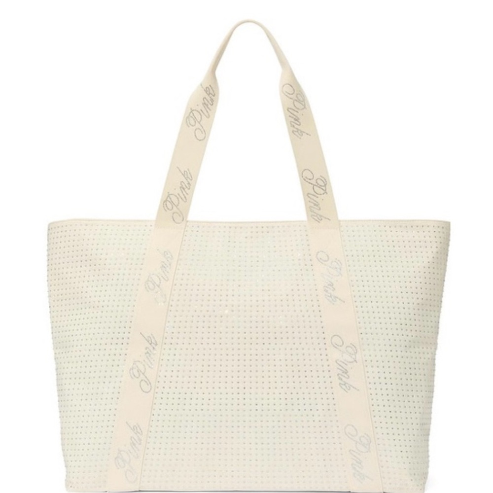 PINK Victoria's Secret White Polyester Tote Bag (small scratch)